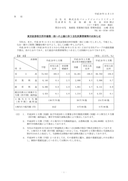 東京証券取引所市場第一部への上場に伴う当社決算情報等のお知らせ