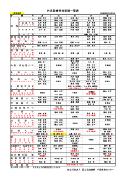 診療担当医表 - 国立病院機構