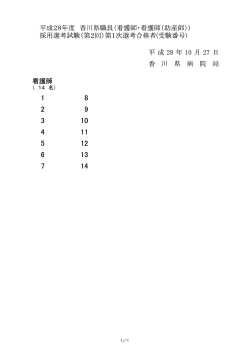 平成28年度 香川県職員（看護師・看護師（助産師）） 採用選考試験（第2