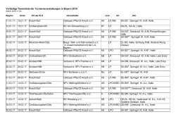 Vorläufige Terminliste der Turnierveranstaltungen