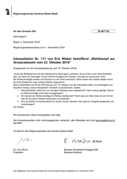 Interpellation Nr. 111 von Eric Weber betreffend &bdquo;Wahlkampf zur