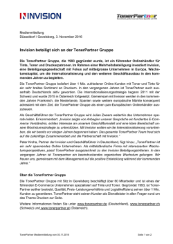 Invision beteiligt sich an der TonerPartner Gruppe