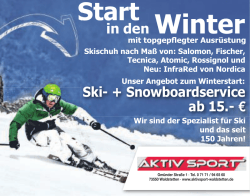 in den Winter Ski- + Snowboardservice ab 15.- 7