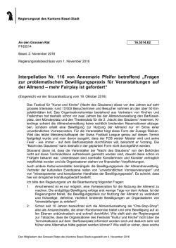 Interpellation Nr. 116 von Annemarie Pfeifer betreffend &bdquo;Fragen zur