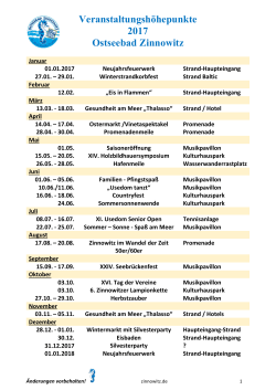 Veranstaltungshöhepunkte 2017 Ostseebad Zinnowitz