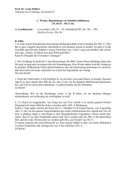 Prof. Dr. Louis Pahlow Tutorium zur Vorlesung „Zivilrecht II“ 1