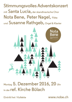 Stimmungsvolles Adventskonzert Nota Bene, Peter Nagel, Montag 5