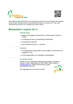 MitarbeiterIn Lingerie (50 %) - Stütlihus Grabs wohnen im Alter