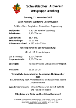 Samstag, 12. November 2016 Durch herrliche Wälder ins