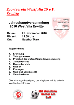 Einladung Hauptversammlung 2016