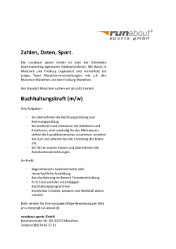 Buchhaltungskraft (m/w), runabout sports GmbH, München