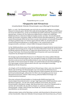 H&auml;ngepartie statt Klimaschutz