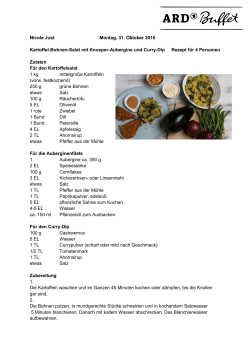 Kartoffel-Bohnen-Salat mit Knusper-Aubergine und Curry-Dip