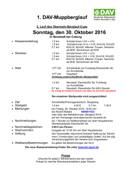 1. DAV-Muppberglauf Sonntag, den 30. Oktober 2016