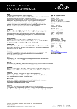 GLORIA GOLF RESORT FACTSHEET SOMMER 2016
