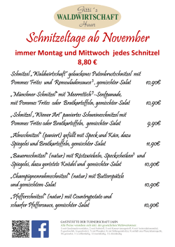 Schnitzeltage ab November - Gitti´s WALDWIRTSCHAFT Haar