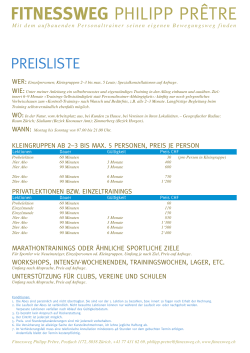 Fitnessweg Preisliste PDF - Fitnessweg Philipp Prêtre