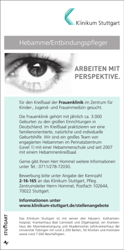 Hebamme/Entbindungspfleger ARBEITEN MIT PERSPEKTIVE.