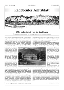 Radebeuler Amtsblatt 250. Geburtstag von Dr. Carl Lang