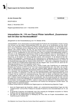 Interpellation Nr. 119 von Pascal Pfister betreffend &bdquo;Zusammenar
