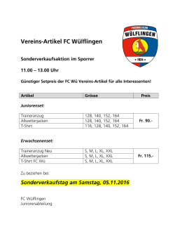 Vereins-Artikel FC Wülflingen Sonderverkaufsaktion im Sporrer