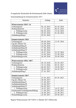 Semesterplan zum - Evangelische Hochschule für