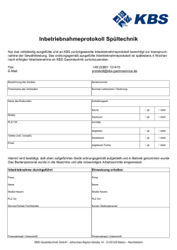 Inbetriebnahmeprotokoll Sp&uuml;ltechnik