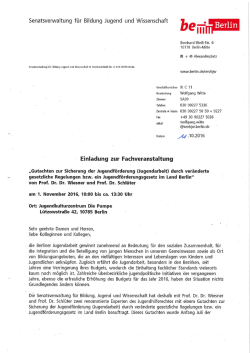 Einladung Fachveranstaltung Gutachten Sicherung der Jugenarbeit