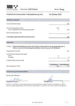 Gemeinde: 5223 Riniken Bezirk: Brugg Protokoll der kommunalen