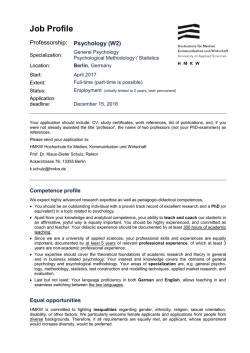Job Profile - HMKW - Hochschule f&uuml;r Medien, Kommunikation und