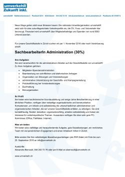 SachbearbeiterIn Administration (30%)