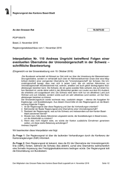 Interpellation Nr. 110 Andreas Ungricht betreffend Folgen einer