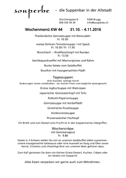 die Suppenbar in der Altstadt Wochenmenü KW 44 31.10.