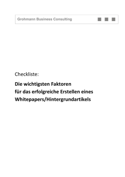 Checkliste - Grohmann Business Consulting