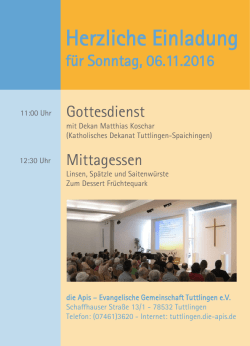 Herzliche Einladung - die Apis Tuttlingen