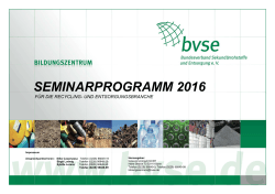 seminarprogramm 2016 - bvse Entsorgergemeinschaft