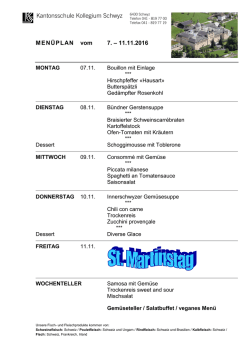 Menuplan - Kantonsschule Kollegium Schwyz