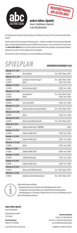 Spielplan - Andere Bühne Cöpenick eV