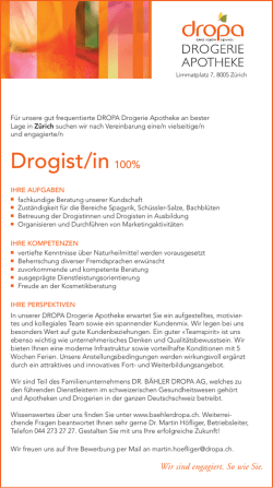 Drogist/in 100% - dr. b&auml;hler dropa ag
