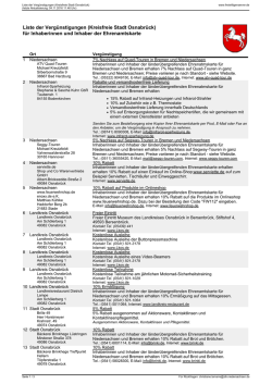 Liste der Vergünstigungen (Kreisfreie Stadt Osnabrück) für