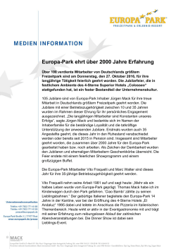 Europa-Park ehrt über 2000 Jahre Erfahrung - Presse | Europa-Park