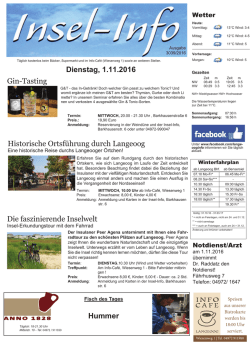 Dienstag, 1.11.2016 Hummer Die faszinierende - Langeoog
