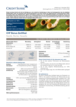 CHF Bonus Zertifikat Nestlé, Roche, Novartis