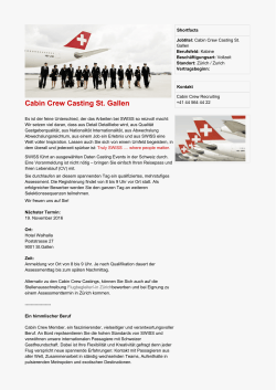 Cabin Crew Casting St. Gallen