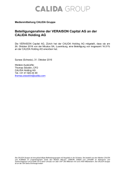 Beteiligungsnahme der VERAISON Capital AG an