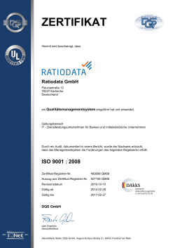 Qualitätsmanagementsystem - Zertifizierung nach ISO 9001:2008