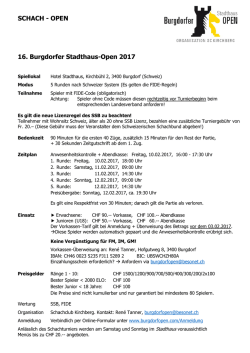 SCHACH - OPEN 16. Burgdorfer Stadthaus-Open - Chess