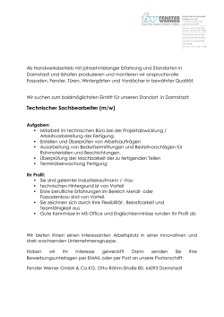 Technischer Sachbearbeiter (m/w) - Fenster