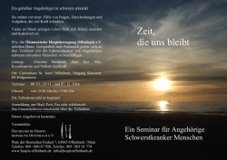 Ein Seminar f&uuml;r Angeh&ouml;rige Schwerstkranker Menschen Um die