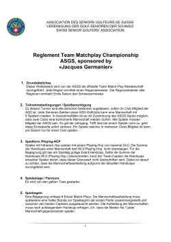 Reglement Team-Matchplay Championship ASGS sponsored by
